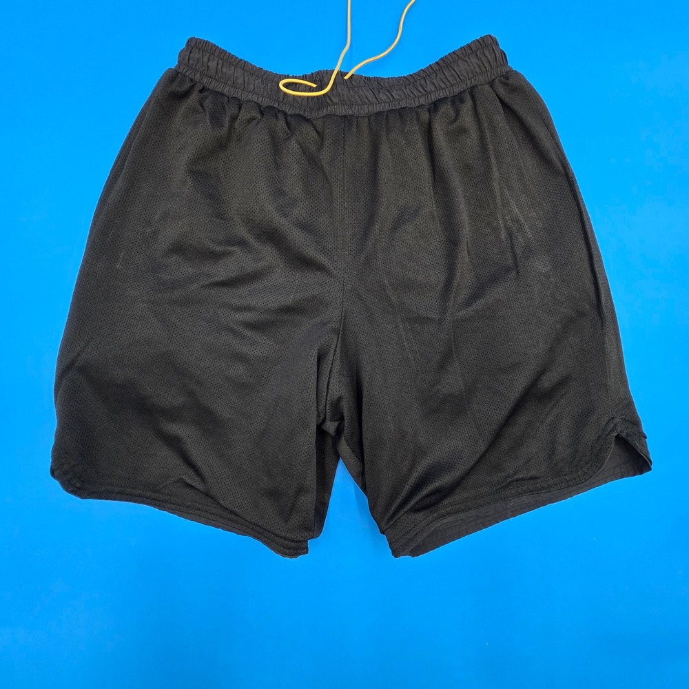 Rhude Mens Black Logo Nylon Shorts Yellow Drawstring Size M Streetwear Luxury - Picture 6 of 11